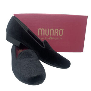 MUNRO Cerise Smoking Slipper Women 8.5 N Black Velvet Slip-On Loafer Comfort NIB